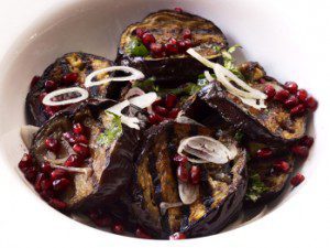 grilled eggplant with pomegranate sauce