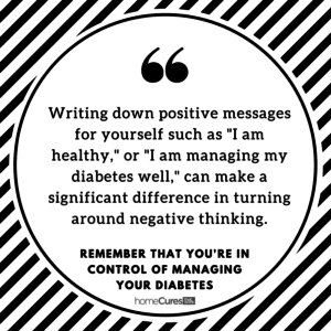Writing down positive messages to reverse negative diabetes thinking