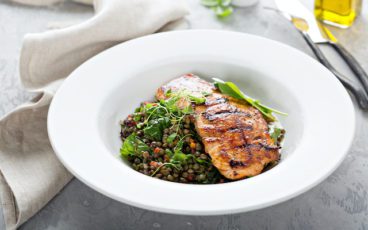 640 bigstock grilled salmon with lentil sal 263868991