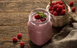 Bigstock raspberry smoothie in a jar on 458778513